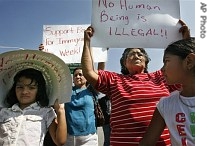 People protest passage of measures passed in some Virgnia counties to deny a potentially wide range of public services to illegal immigrants