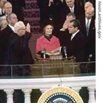 1969: Richard M. Nixon takes the oath of office