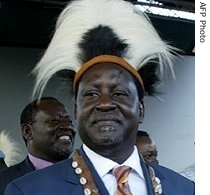 Kenya's leading opposition figure in the Orange Democratic Movement (ODM) Raila Odinga (May 2007)