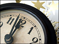 A clock on New Year's Eve