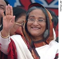 Bangladesh's former Prime Minister and 14-party alliance leader, Sheikh Hasina (Jan 2007)