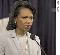 U.S. Secretary of State Condoleezza Rice announces the release of the 7th Annual Department of State 
