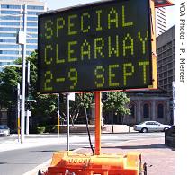 A road closure sign for APEC summit in Sydney